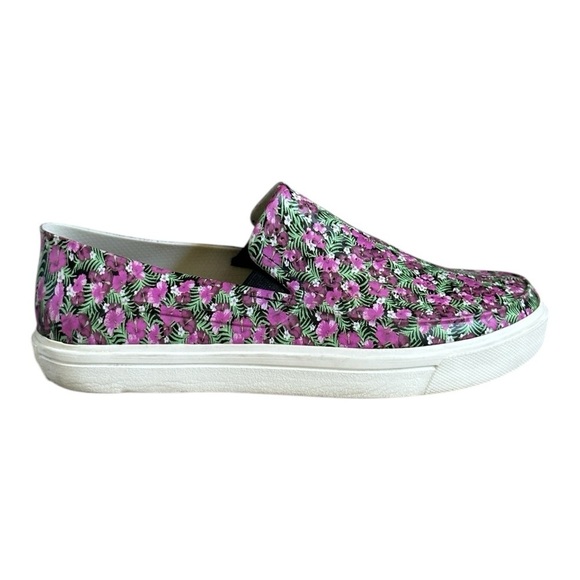 Crocs Slip On Sneakers 10 Pink & Green Floral Print Citaline Roka Comfort Shoes - Picture 6 of 11